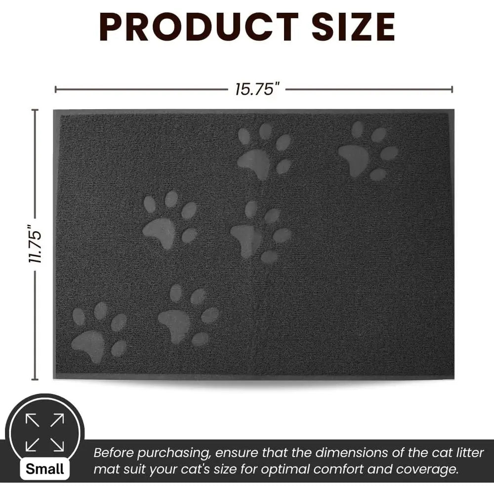 Small Cat Litter Mat, Pack of 1 - Waterproof, Non-Slip & Easy to Clean, Extra Efficient Pet Litter-Trapping, Grey (15.75” X 11.7