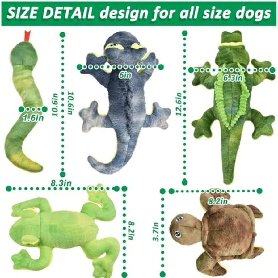 Stuffed Animal Dog Toys, 5 Pack Tough Squeaky Dog Toys, Plush Toys Assortment, Great Value Pet Toys Bundle, Woodland Series Che