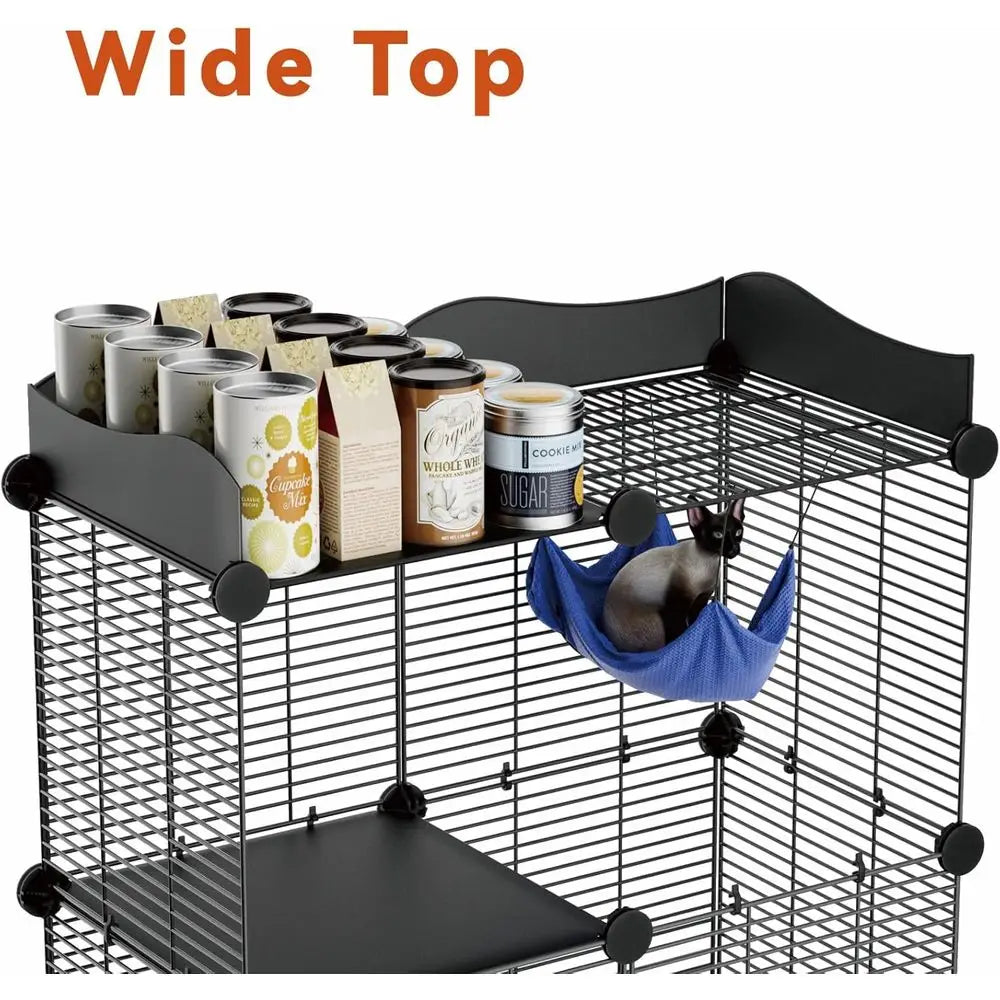 2-Tier Indoor Cat Cage, Spacious Wire Kennel for 1-2 Cats, DIY Playpen and Crate