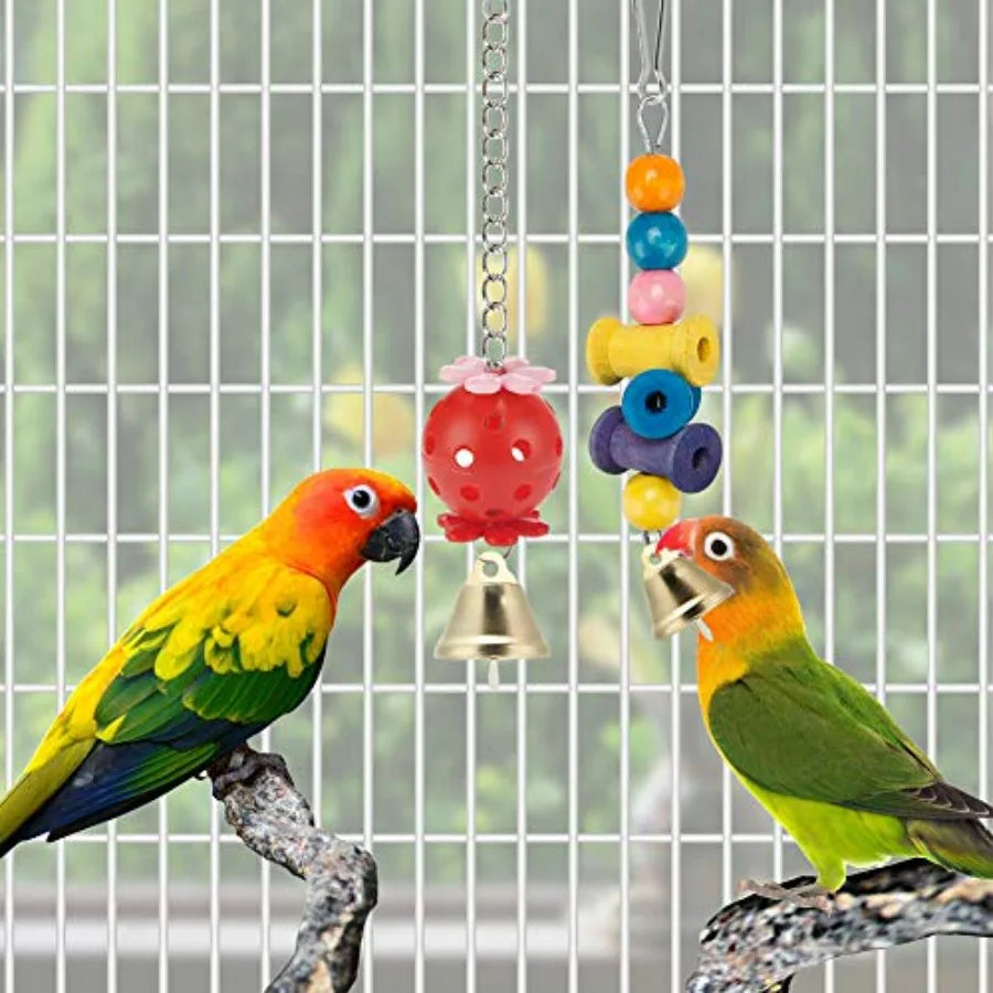 Bird Parakeet Toys - Swing Hanging Standing Chewing Hammock Climbing Ladder Bird Cage Colorful Toys Suitable for Budgerigar, Pa