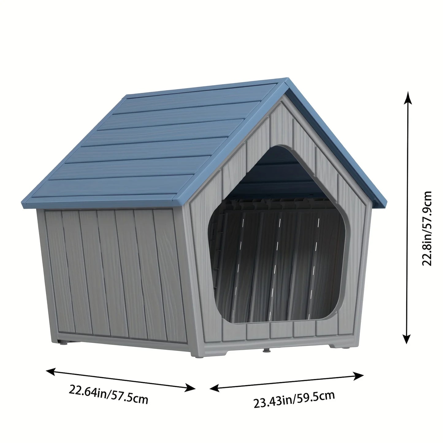 Dog House Outdoor Peaked Roof Dog House for Small to Large Sized Dogs, Resin Dog House with Raised Floor And Vent, Rain Proof Roof, Large Winter House, Give Your Pet A Warm Home. Perfect Holiday Gift for Halloween, Christmas,