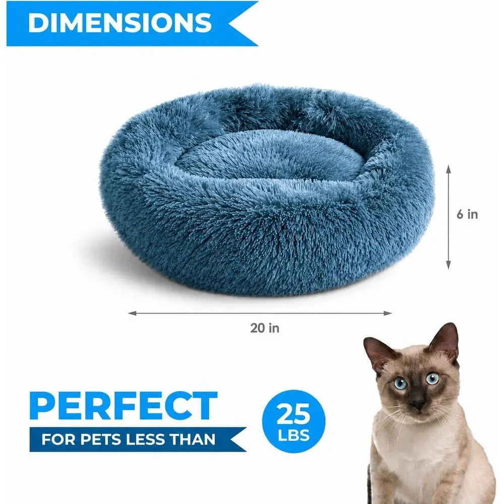 Cat Beds Indoor Cats, Calming Donut Cat Bed, Small Dog Bed Washable - Orthopedic Soft Plush Pet Beds Sized for Kitten to Large C