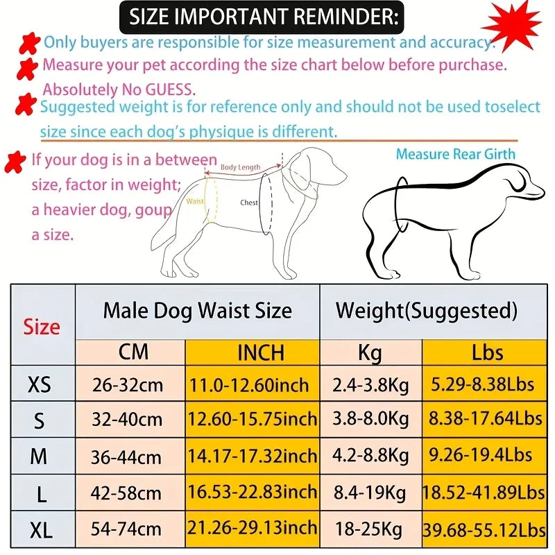 4pcs Washable Reusable Male Dog Diaper Set - Storage Bag Included, High-Absorbency Anti-Marking, Breathable Training Belly Bands