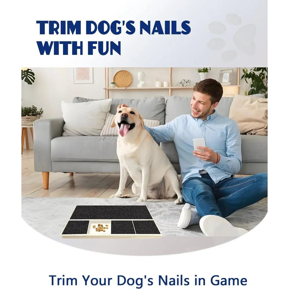 Dog Nail Scratch Pad with Treat Box & Pet Nail Clipper, Interactive Training Tool for Filing Dog Nails, Best for Small Dogs & Pu