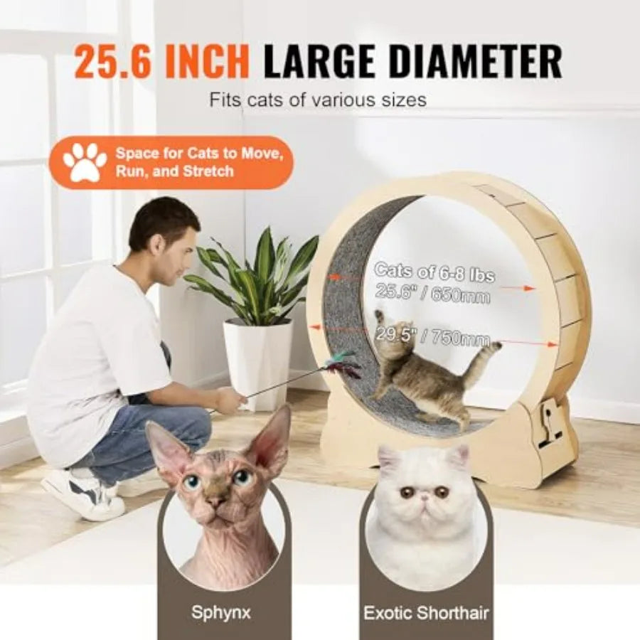 Indoor Cat Treadmill Wheel With Detachable Carpet And Teaser