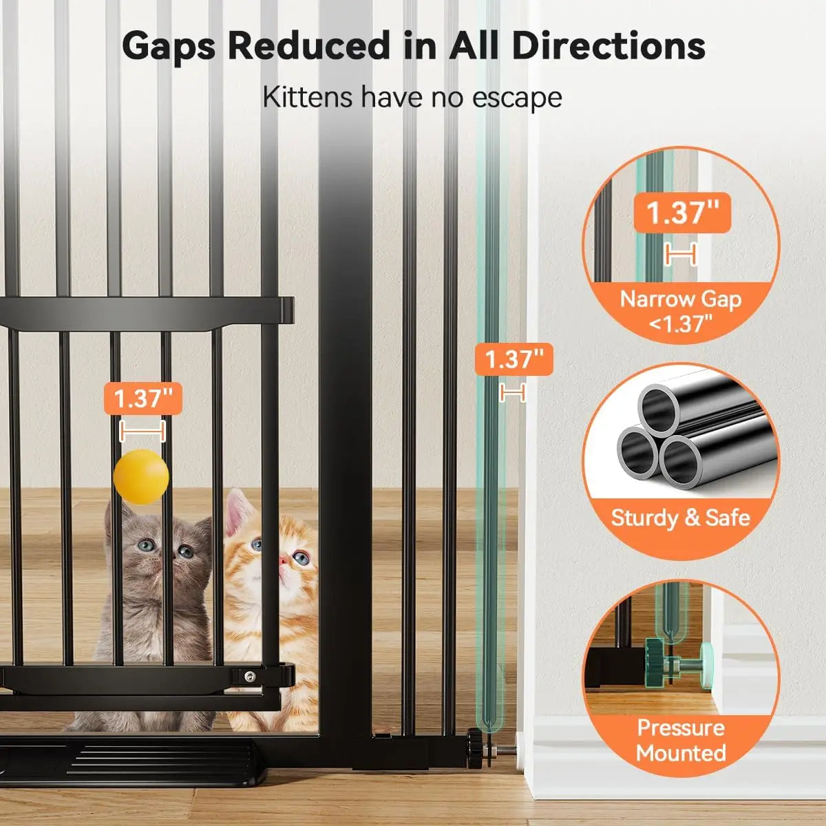 Ufsagcg Adjustable Cat Gate With Pet Door And Pressure Mount