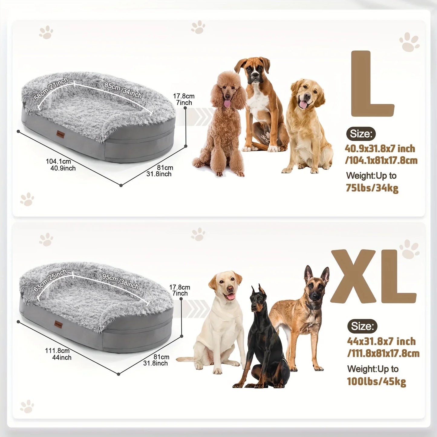 Gimars Orthopedic Egg Foam Ultra Soft Dog Beds with Easy Clean Removable Washable Pet Beds Cover for Large Medium Small & Aging Dogs XL