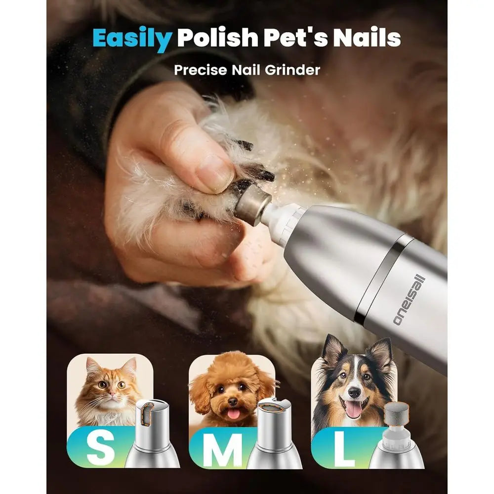 Dog Grooming Kit with LCD Display, Hair Trimmer, Paw Nail Grinder, Rechargeable Cordless Low Noise IPX7 Waterproof Pet Clippers