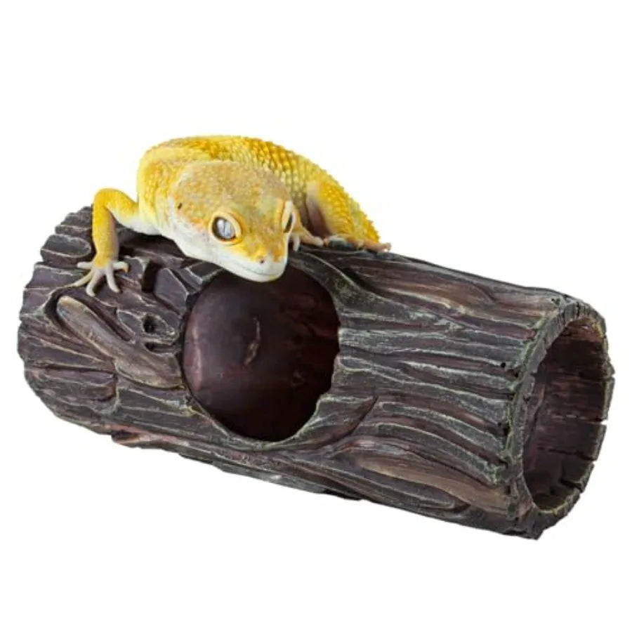 Magnetic Reptile Hide Cave Resin Hollow Tree Trunk Hideout, Gecko Hide with Strong Magnetic Climbing Toy Reptile Tank Accessori