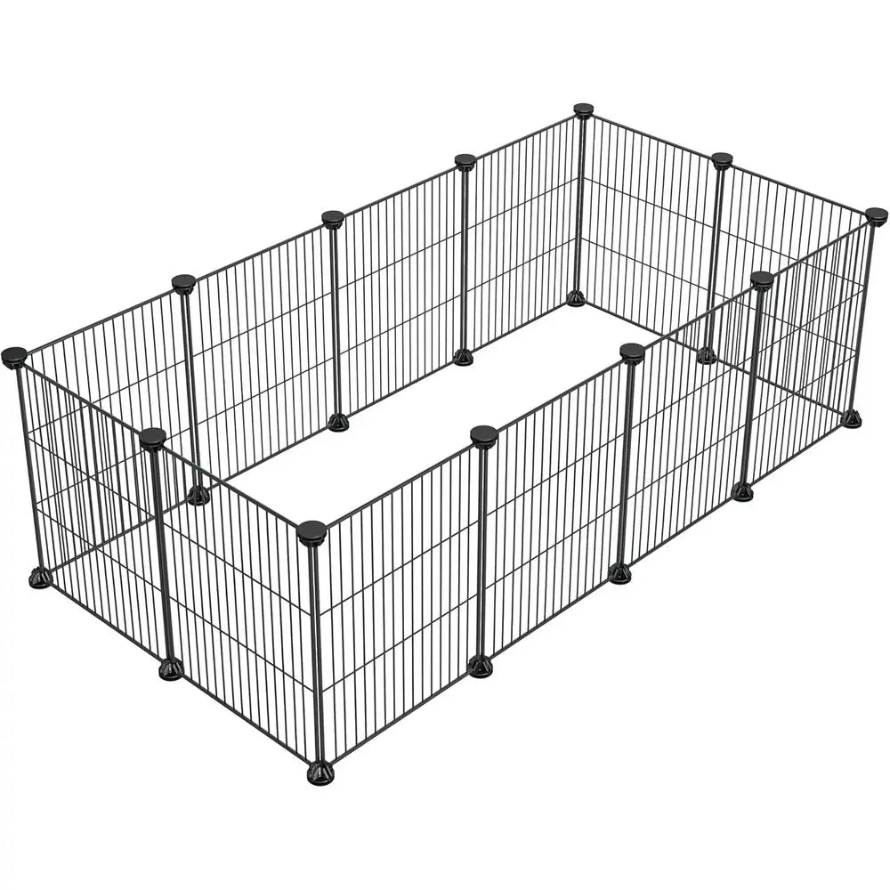 Compact 12 Panel Pet Playpen Indoor Metal Wire Fence Black