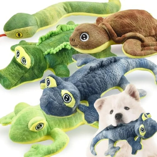 Stuffed Animal Dog Toys, 5 Pack Tough Squeaky Dog Toys, Plush Toys Assortment, Great Value Pet Toys Bundle, Woodland Series Che