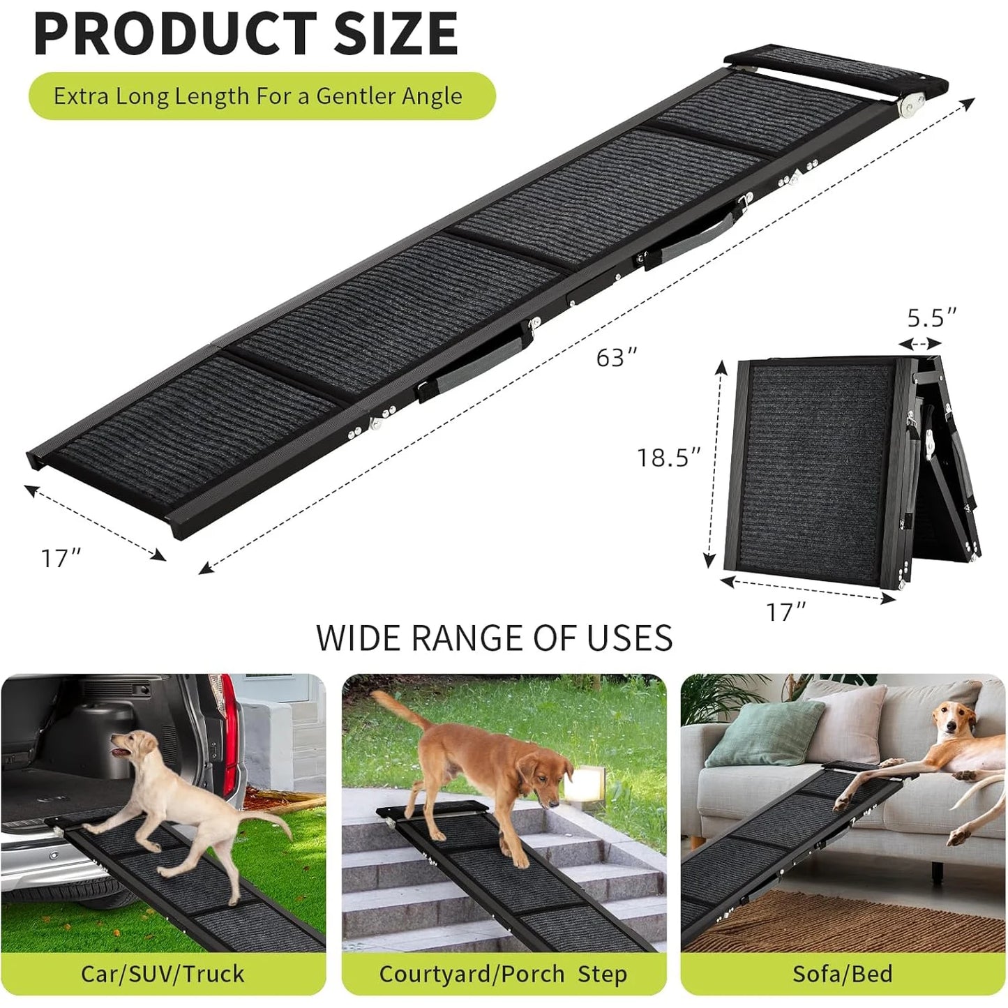 HiMISSDog Upgraded Folding Pet Ramp For Cars Non Slip Portable