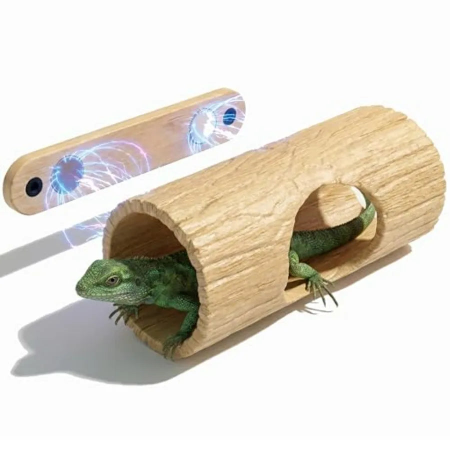Magnetic Reptile Hide Cave, Plastic Tree Trunk Gecko Hide with Strong Magnetic Mount, Reptile Hide for Crested Gecko Tank Acces