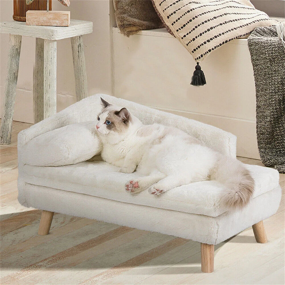 BORWART Luxury Elevated Dog Sofa Bed With Backrest Cushion