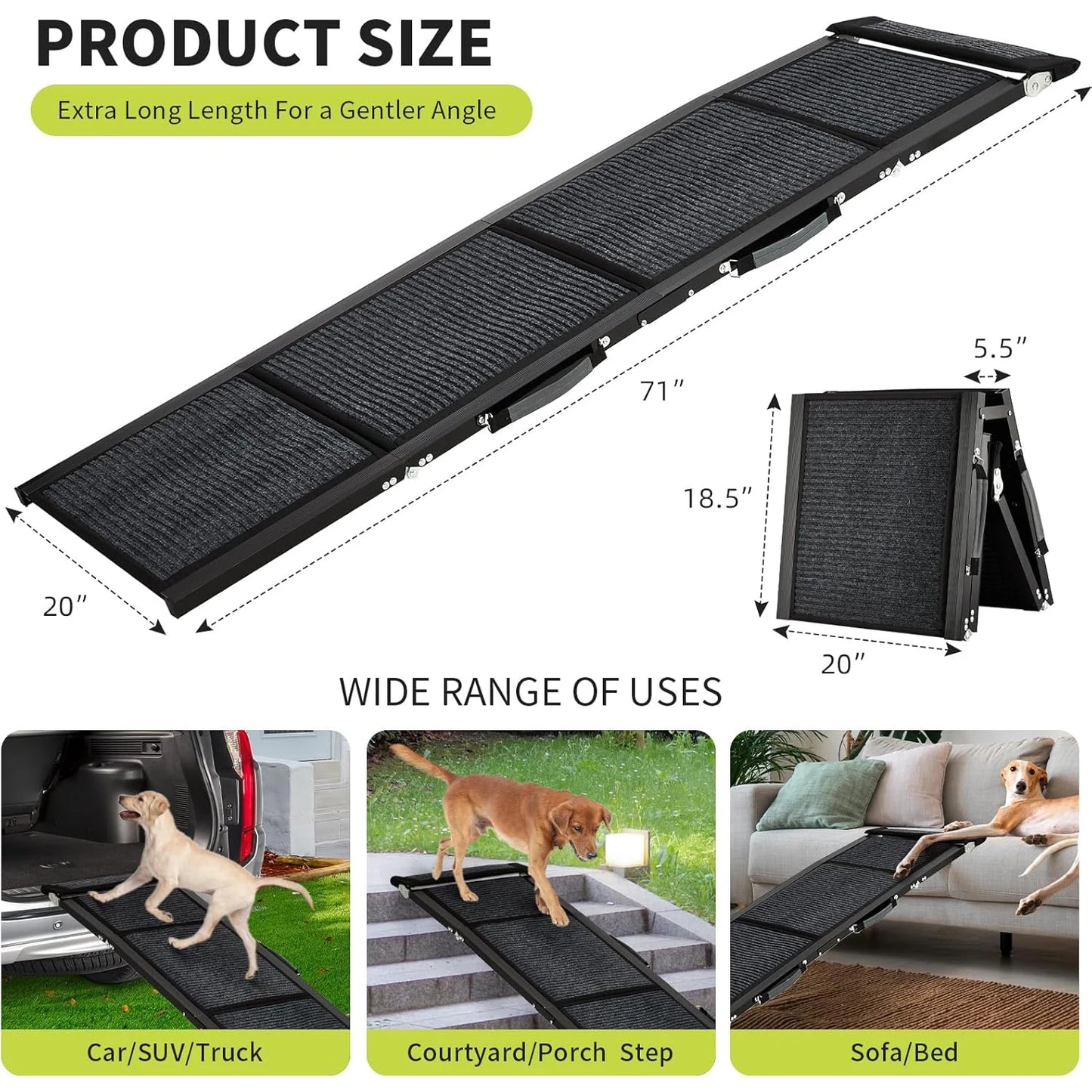 HiMISSDog Upgraded Folding Pet Ramp For Cars Non Slip Portable