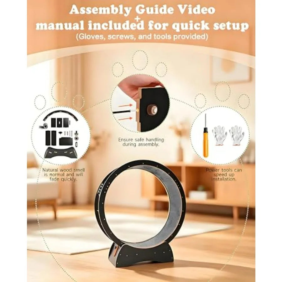 Cat Exercise Wheel for Indoor Cats with 2 Replacement Carpets, 43.3in Large Quiet Cat Running Wheel for Maine Coon and Active C