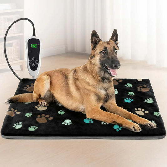 Large Dog Heating Pad with Smart Thermostat, UL Certified, Waterproof and Plush Cover for Pet Comfort