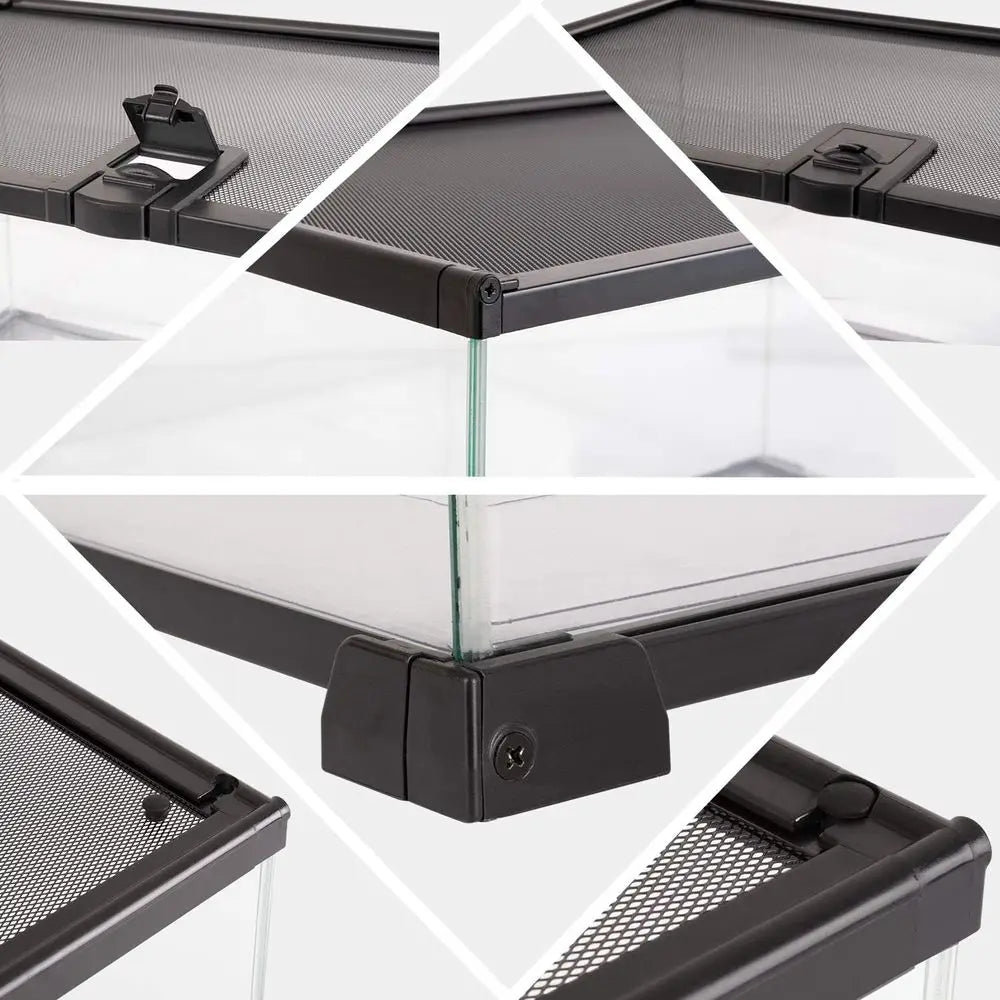 20 x 12 x 10 Glass Terrarium Tank for Reptiles, Hamsters, Hedgehogs & Small Pets with Sliding Door