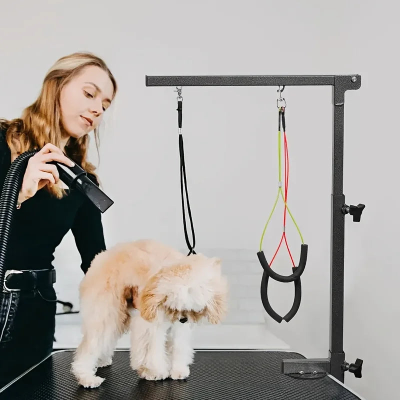 Heavy-Duty Armrest for Stable Pet Grooming, Foldable Compact Metal Stand Grooming Table Arm, Comfortable Restraint System with Gentle Grooming Leash, Adjustable Table Clamp Mounting, Ideal for Small to Medium Pets (Table Not