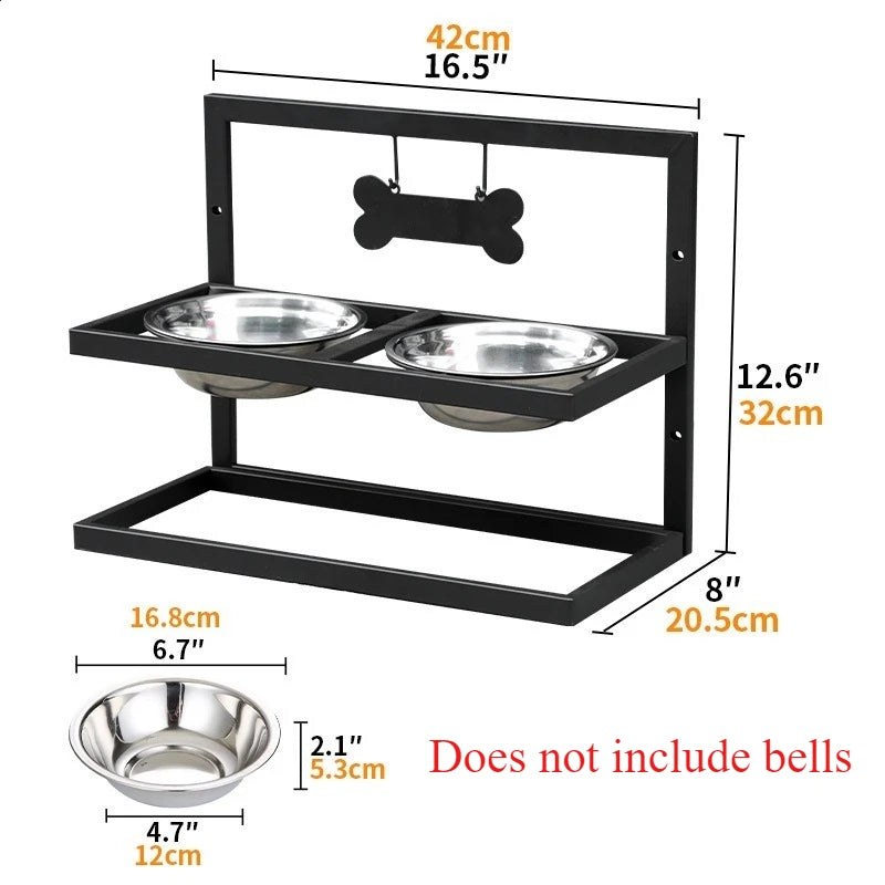 Detachable Elevated Dog Bowl Adjusable Height Dog Feeders Stand with Stainless Steel Dog Bowls for Large Medium Dogs and Cats