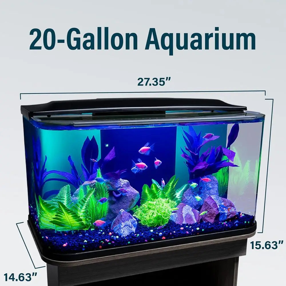 Glass Aquarium Kit, 20 Gallons, Includes Premium Blue, LED Light Stick & Integrated iltration, Perect or Beginners or Seasoned H