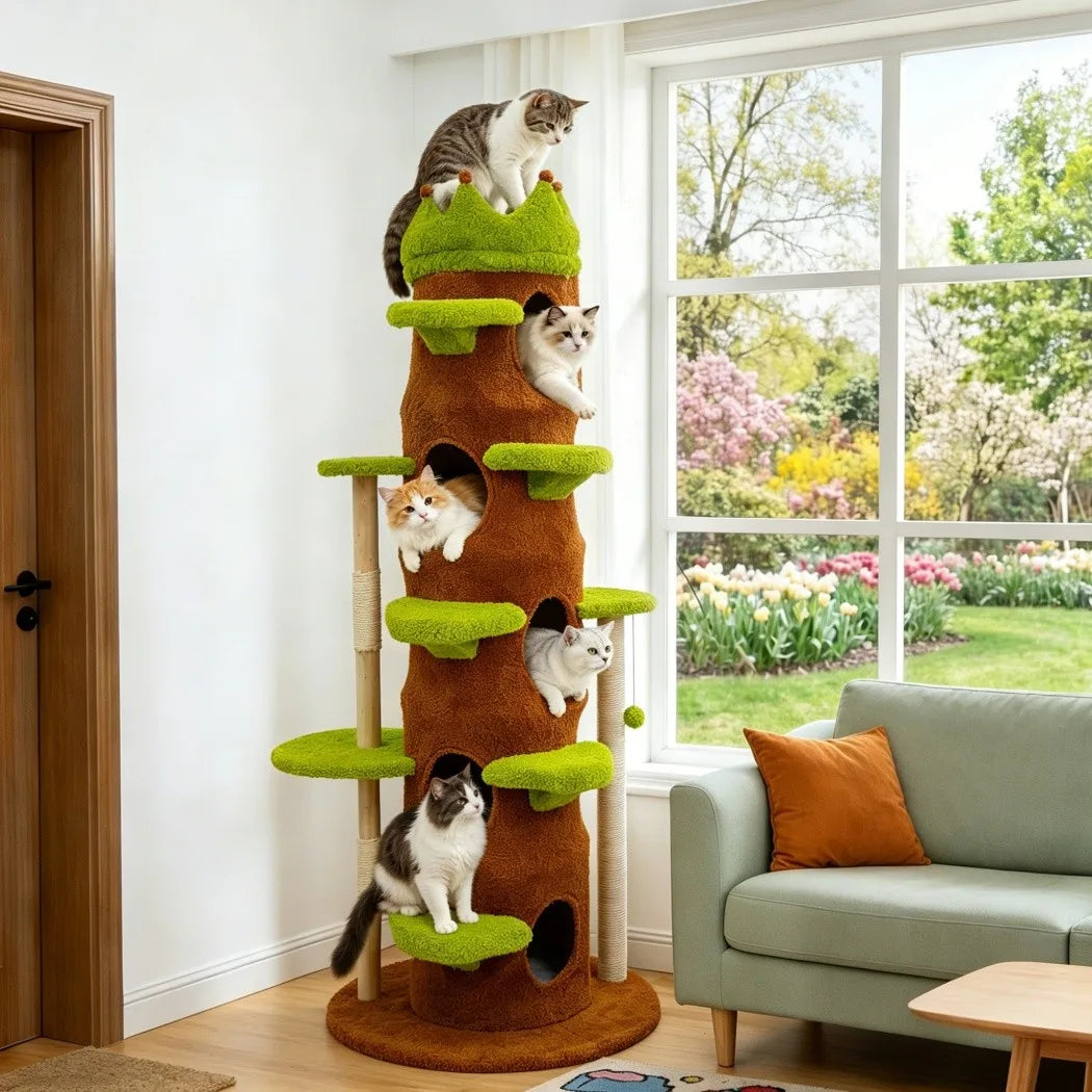 BORWART Cat Tree Tower With Scratching Post And Activity Center