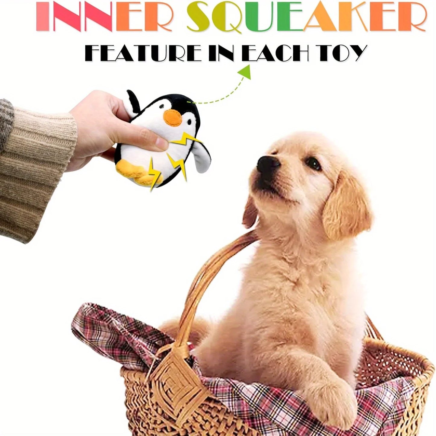 Dog Squeaky Toys, Stuffed Animal Puppy Toys, Cute Chew Toys for Dog Teething Toys, Pet Toys for Small to Medium Dogs, Soft Dog Toys, Plush Dog Toy Pack 12in Gift Box