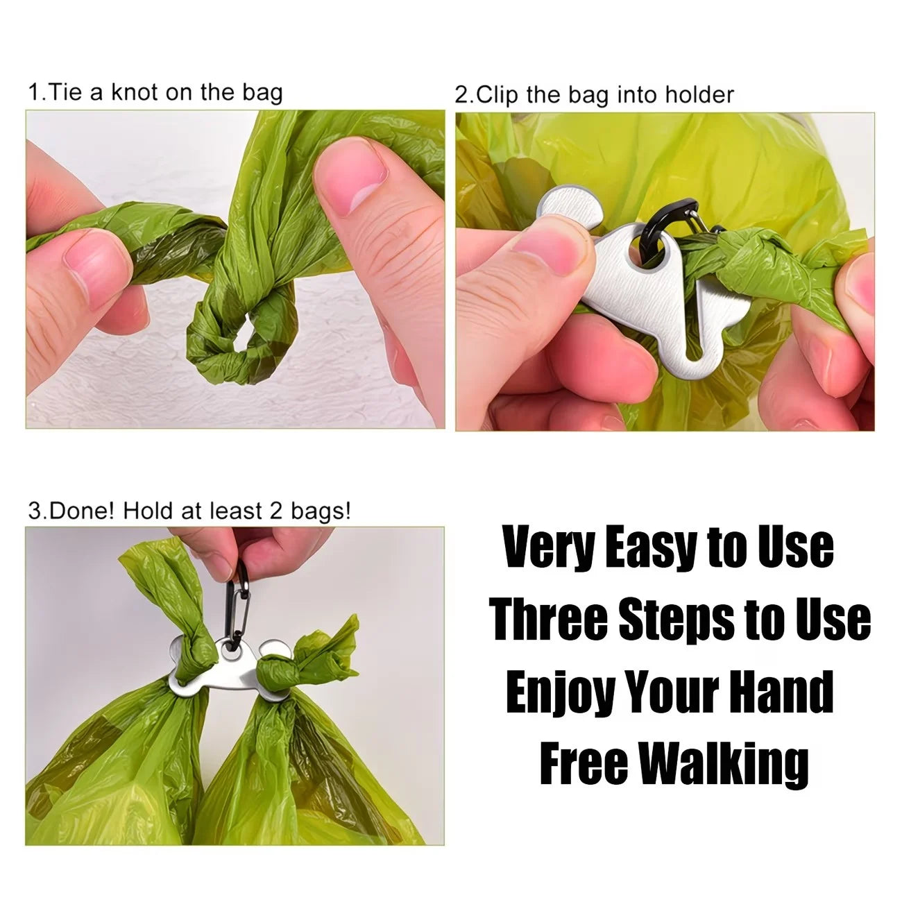 Stainless Steel Dog Poop Bag Holder Carrier, Hands Free Waste Bag Holder With Clip,Dog Walking Dog Accessories Cleaning Supplies
