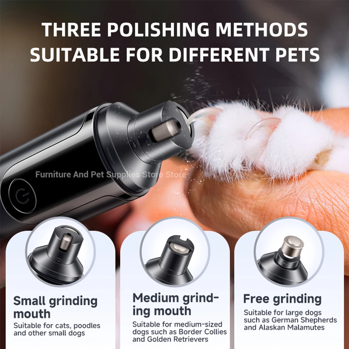 Dog Nail Grinder USB Rechargeable Pet Trimmer With Polisher Wheel