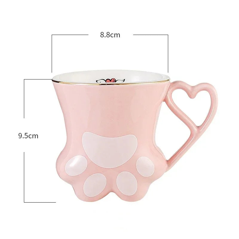 300ml Ceramic Cat Scratch Cup Mug Originality Cat's Paw Trace in Gold Ceramic High Appearance Level Teacup Couple