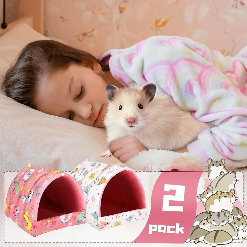 2 Pack Guinea Pig Bed, Washable Small Animal House Cage Accessories for Dwarf Rabbits, Chinchillas, Hamsters, Hedgehogs, Bearded