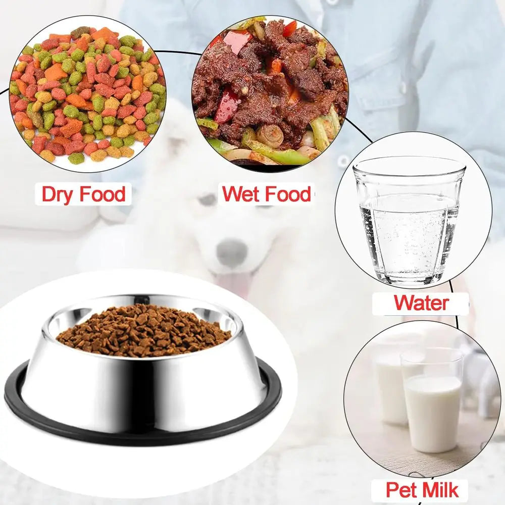 Stainless Steel Dog Bowls, 1 Cup/8oz Cat Bowl Water and Food with Rubber Base, Pet Bowls for Small Dogs, Cats, Puppy, Rabbit and
