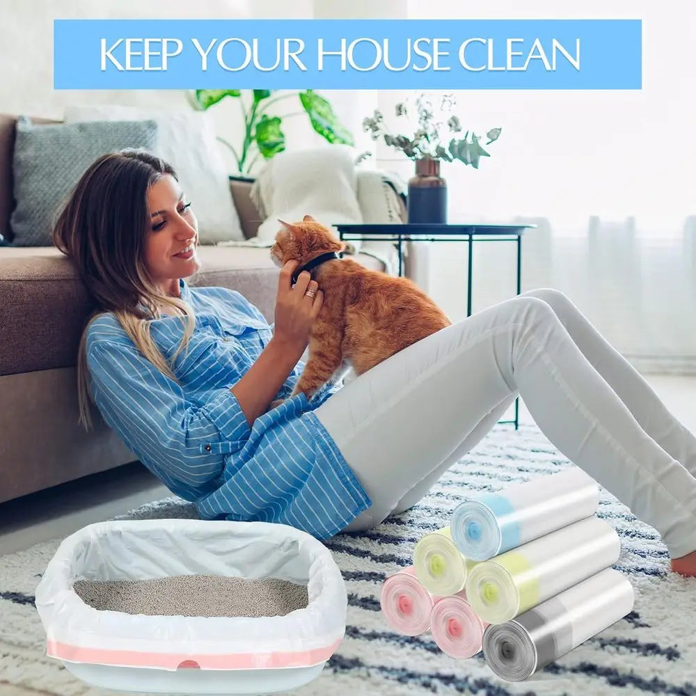 84 Count Siting Litter Box Liners, Jumbo Siting Cat Litter Bags with Holes, 31 x 18 Inch 22 lb acity Portable Thick Scratch Resi
