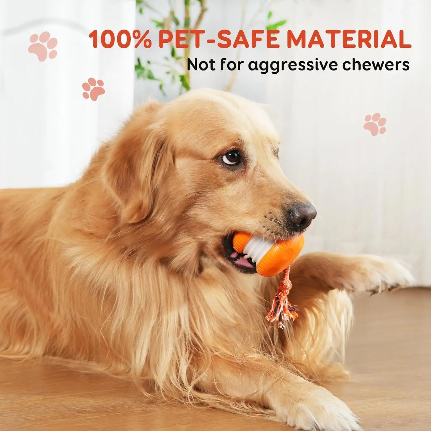 Interactive Dog Toy, Random Path Electric Rolling Ball with Rope for Boredom Relief (Orange)