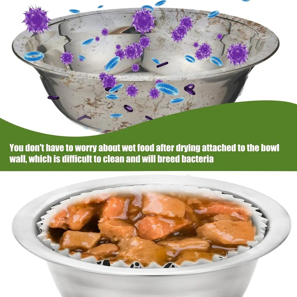 600 Pcs Large Pet Disposable Feeding Bowls Liner Bulk Cat Food Bowls Small Paper Dish Paper Liner for Small Dogs Cats Dish Wet F
