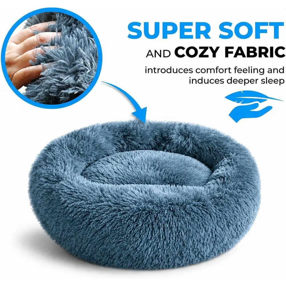 Cat Beds Indoor Cats, Calming Donut Cat Bed, Small Dog Bed Washable - Orthopedic Soft Plush Pet Beds Sized for Kitten to Large C