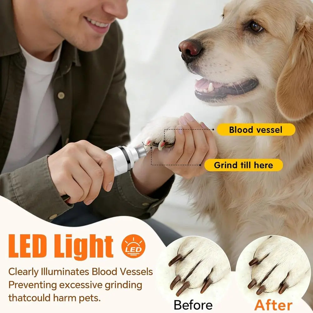 Electric Nail Grinder 3 Speeds Clippers with Lights Quiet Nail Clipper PainlCare Trimmers Tools for Small Medium Large Dogs and