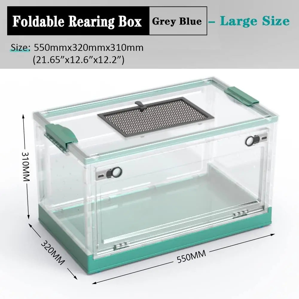 Large Reptile Tank Habitat Cage for Snakes, Lizards, Geckos, Frogs, and Hamsters (21.65x12.6x12.2) Grey Blue