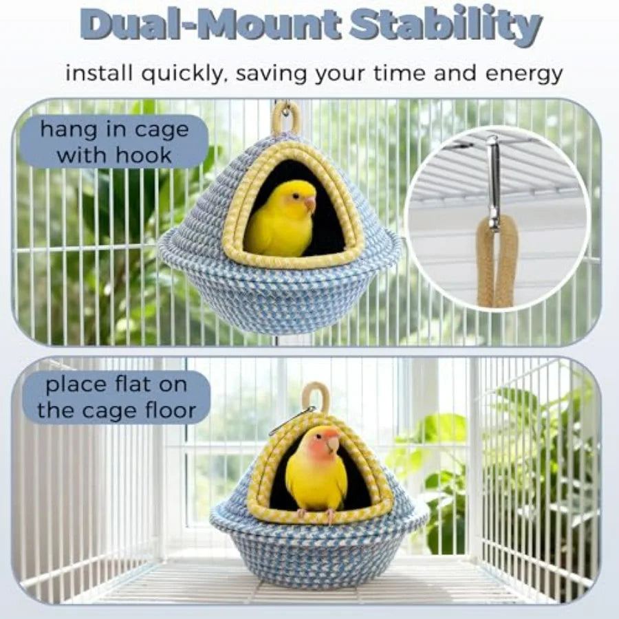 Natural Handwoven Cotton Bird Nest For Cage Parrot Bed Breeding
