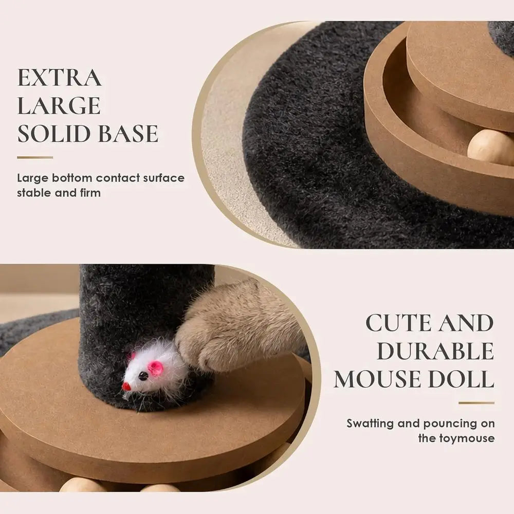 35 Inch Cat Scratching Post, Eucalyptus Sisal Rope Cat Tree Tower with Hanging Ball & Interactive Mouse Toy, Durable Scratcher f
