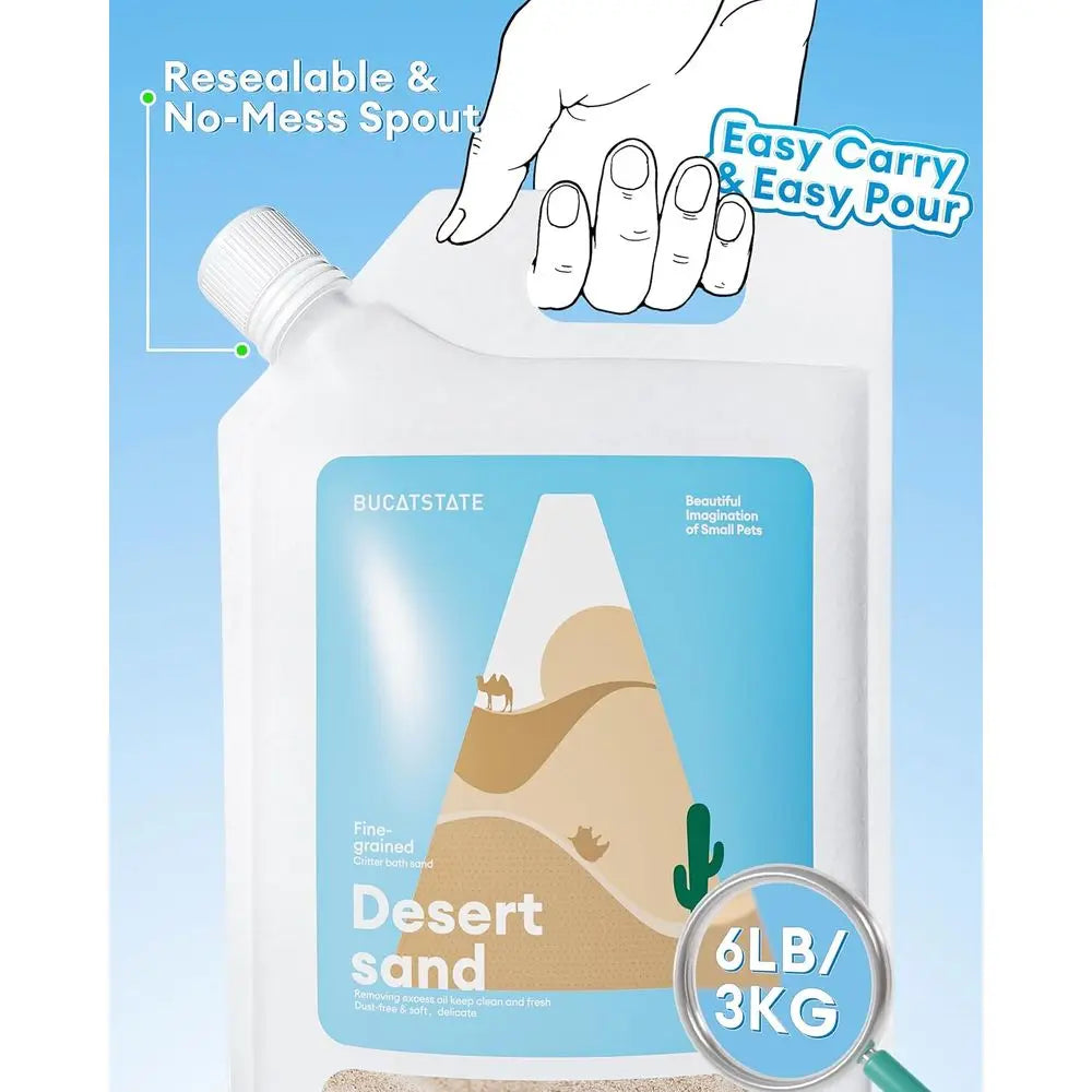 Hamster Bath Sand, 6.6LB Desert Bath Sand | No-Dust Potty Litter Calcium-ree Sand for Small Pets