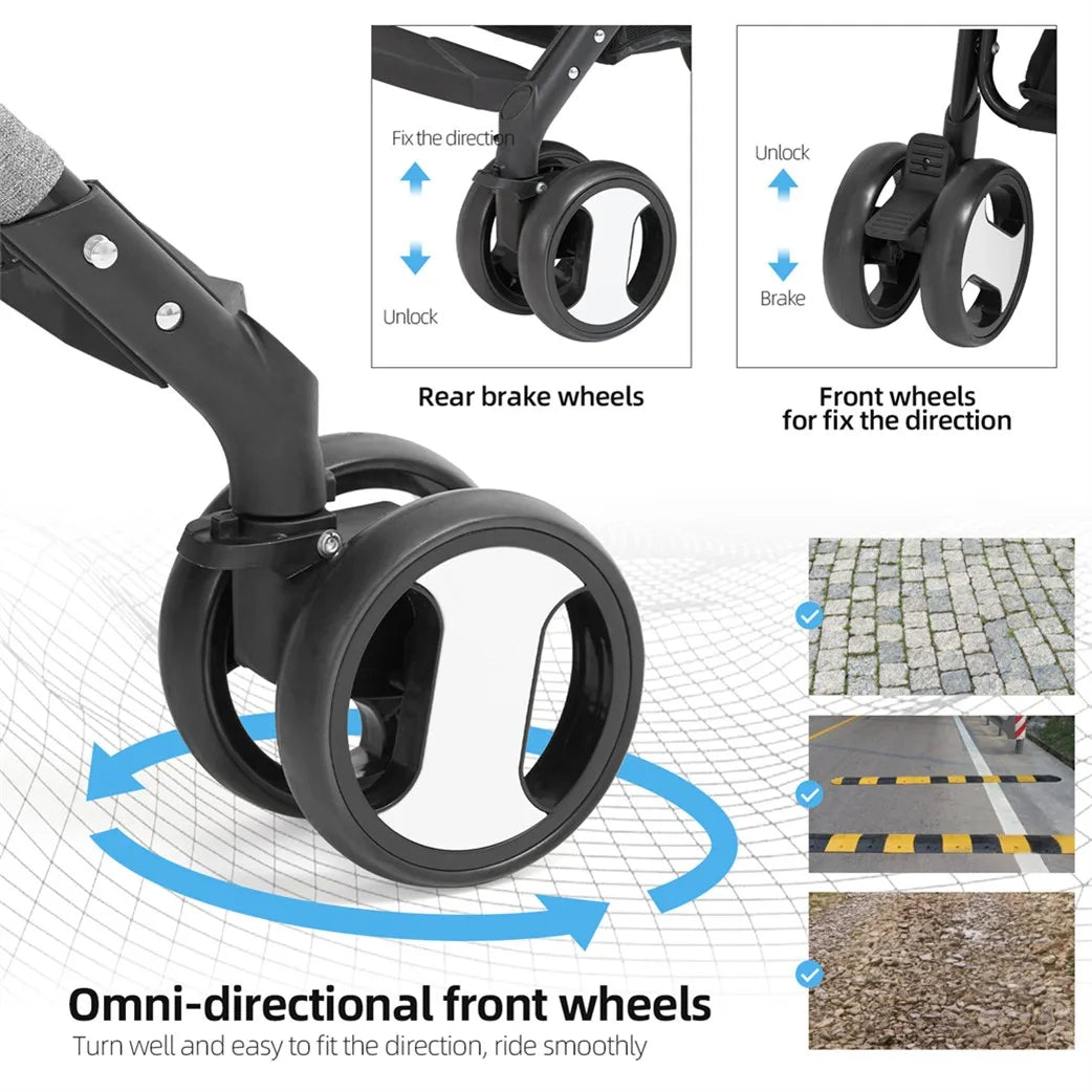 Foldable Pet Stroller With 4 Wheels And Rain Cover
