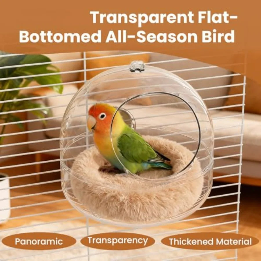 Bird Flat-Bottomed Nest for Cage Clear Transparent Observation Hanging Bite-Resistant Washable Bird House, Parakeet Breeding Ne