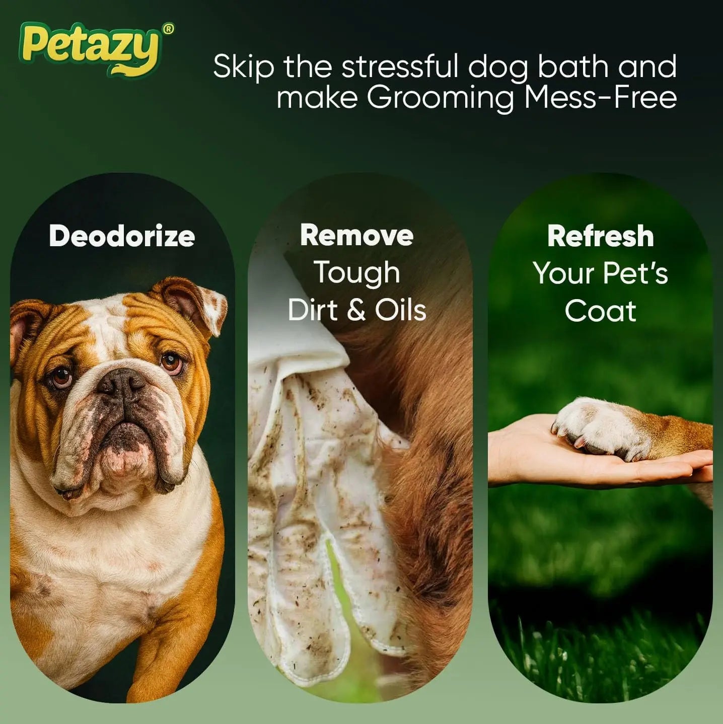 Hypoallergenic Pet Glove Wipes with Aloe & Coconut Oil – 25 Pack for Paws, Face, Ears & Butt, No Rinse Grooming