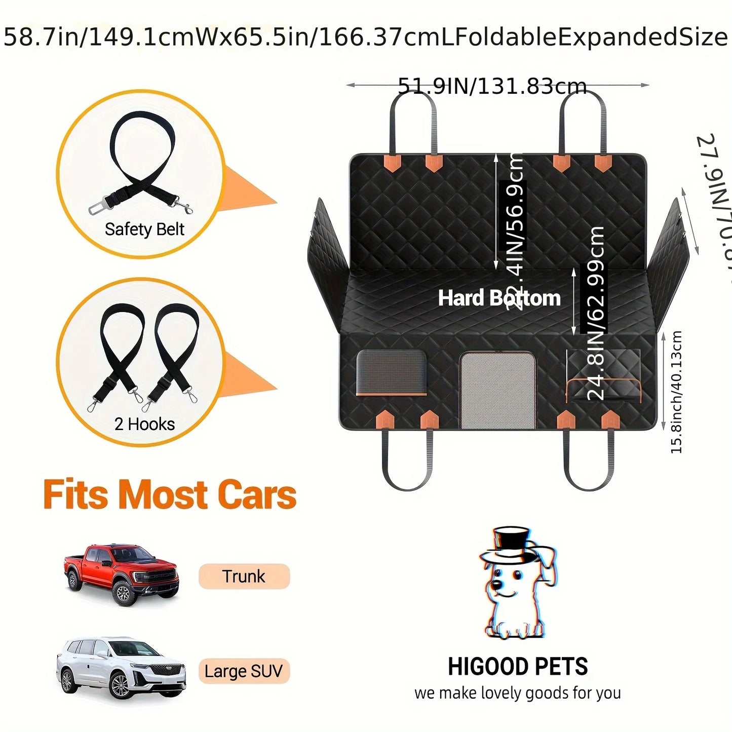[Customer Favorite] 600 LBS Luxury Dog Car Back Seat Extender, Dog Car Seat Cover, Camping Air Mattress, Hammock Travel Bed, Non Inflatable Car Bed Mattress for Car SUV Truck (Black)suitable for Cars/SUVs/trucks - Easy to Ins