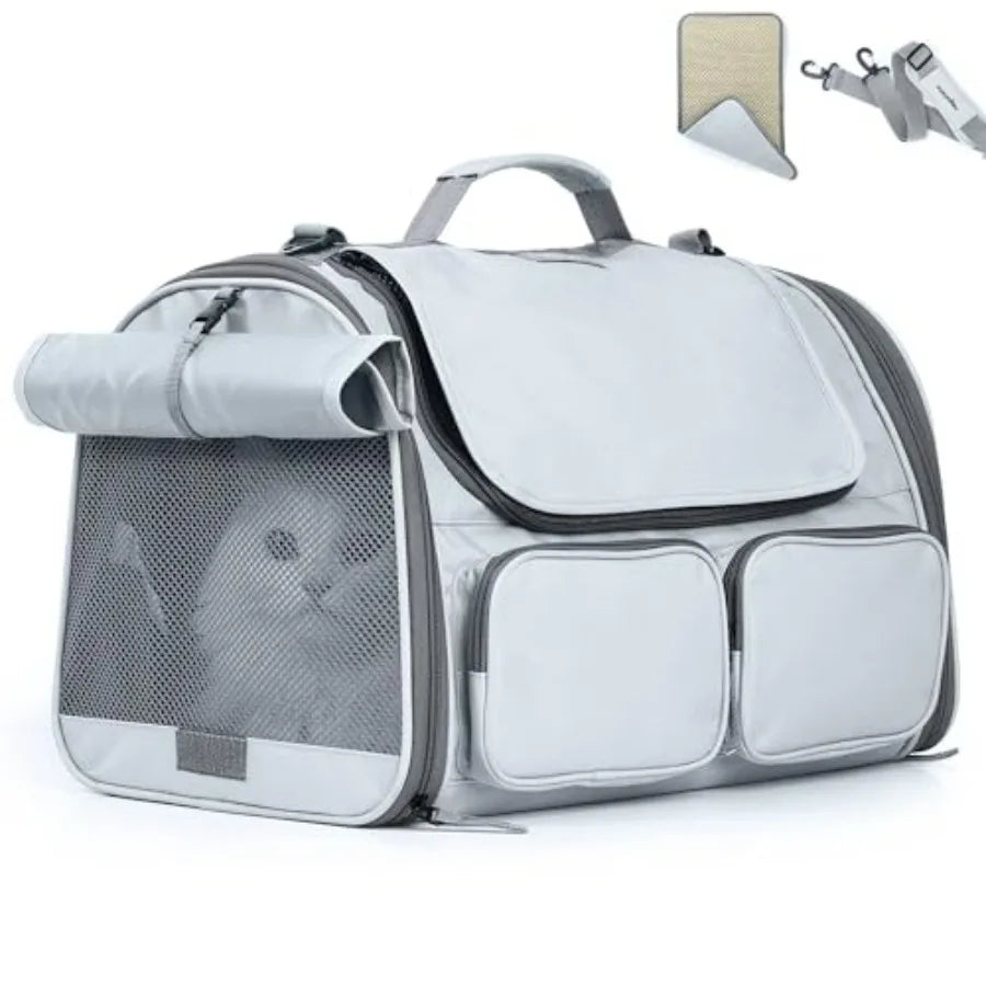 Cat Carrier, Soft-Sided Small Dog Carrier, Large Cat Travel Bag with 4 Mesh Windows, Under 15 lb Airline Approved Pet Carrier w