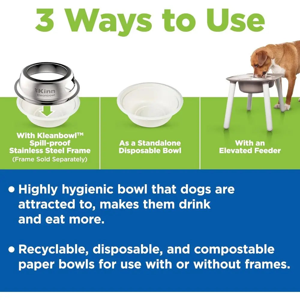 Disposable Dog Food Bowls, 8 oz (Pack of 50) - System Refills, Use for Travel, Boarding, or Crate, Compostable Pet Travel Bowl,