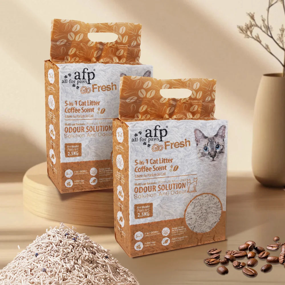AFP Tofu Cat Litter With Coffee Flavor 5.5L For Each Pack Low Dust Quick Clumping Odor Control & Unscented Non-Toxic Coffee Scented Cat Litter