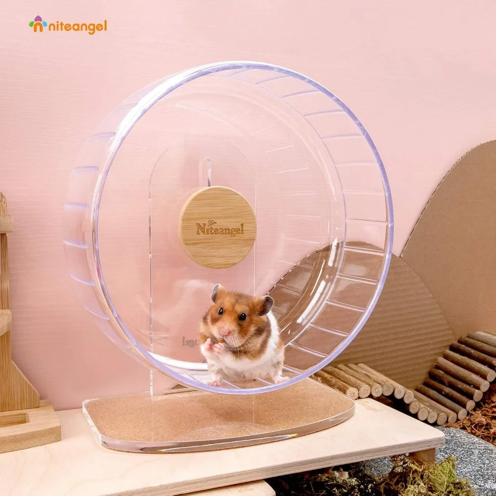 Super Silent 10" Hamster Wheel – Adjustable Quiet Running Wheel for Hamsters, Gerbils & Mice (Transparent)