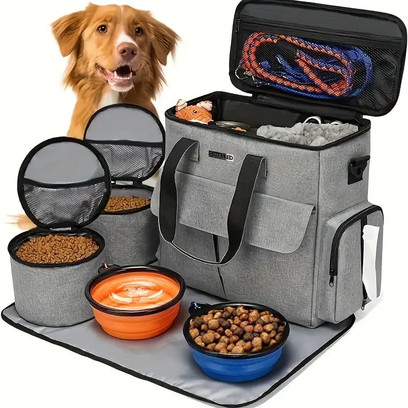 5pcs Large Capacity Dog Treat Pouch, Durable Nylon With Zip Closure, Multi-Functional Outdoor Pet Carrier Bag For Dogs, Ideal For Camping & Walks